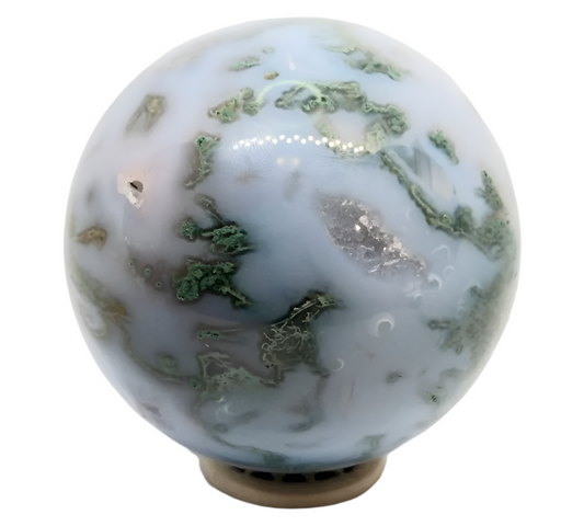 697G Blue Moss Agate Crystal Sphere