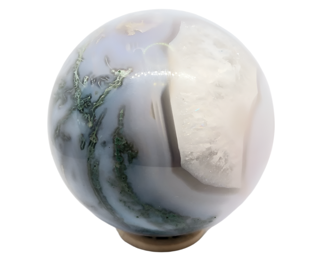 697G Blue Moss Agate Crystal Sphere