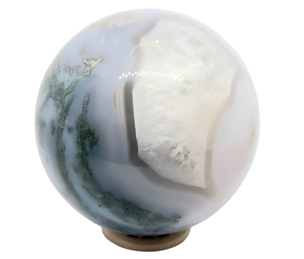 697G Blue Moss Agate Crystal Sphere