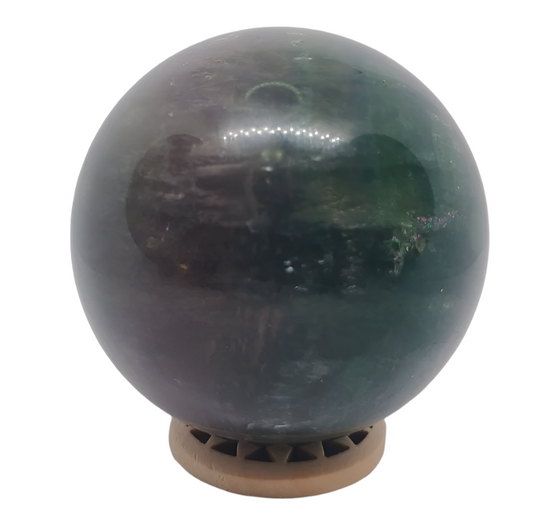 399G Colorful Fluorite Crystal with Mica Sphere