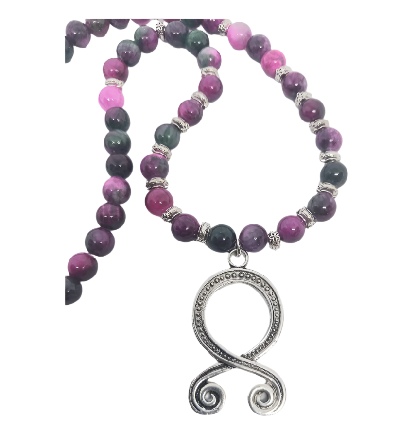 Troll Cross Necklace with Pink Tourmaline Crystal