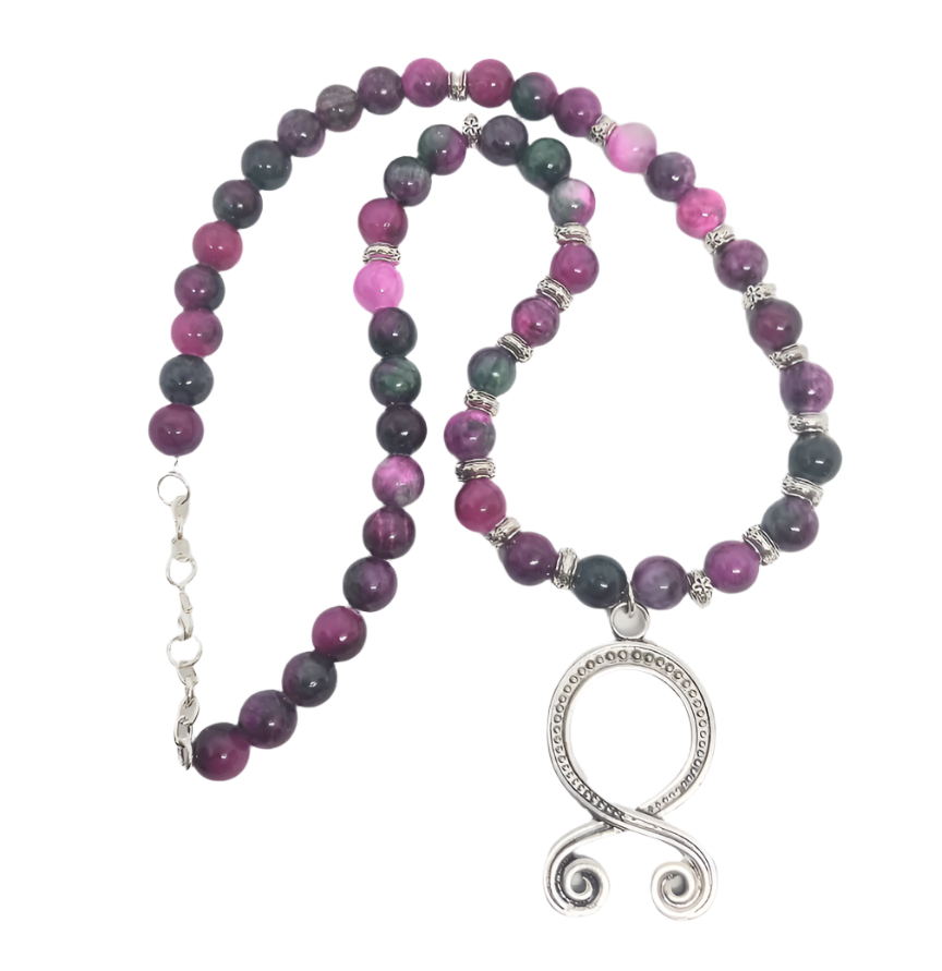 Troll Cross Necklace with Pink Tourmaline Crystal