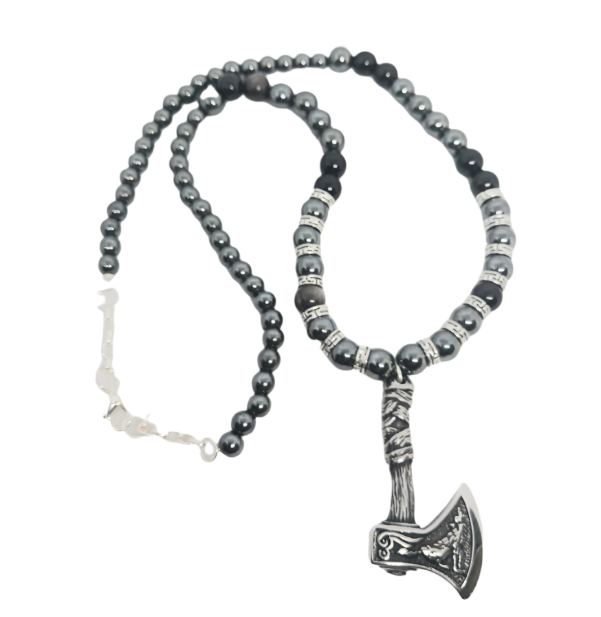 Stainless Steel Skeggøx Necklace with Hematite