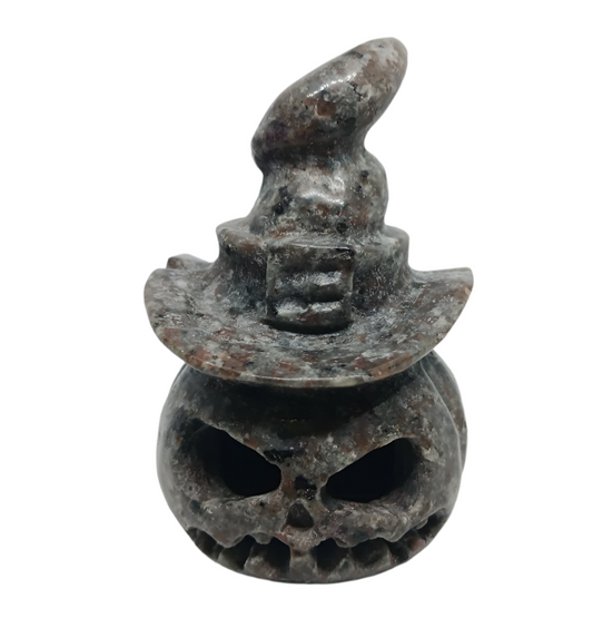Yooperlite Crystal Pumpkin with Witch Hat