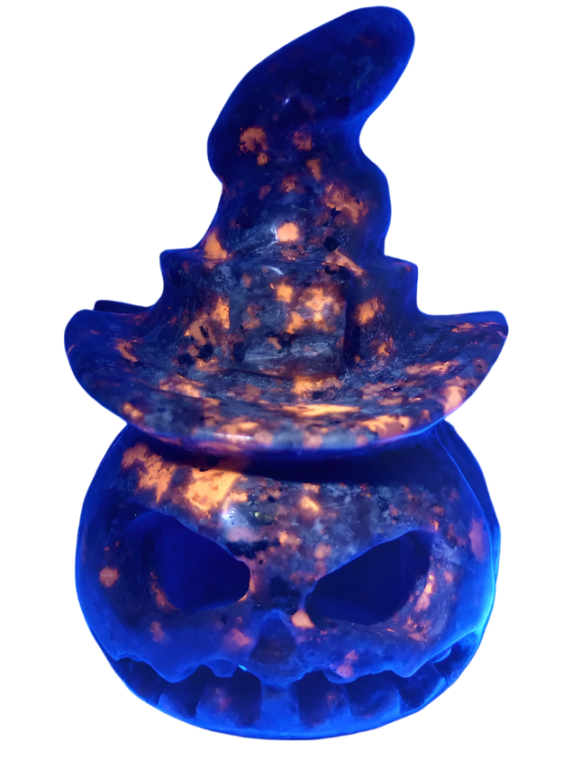 Yooperlite Crystal Pumpkin with Witch Hat