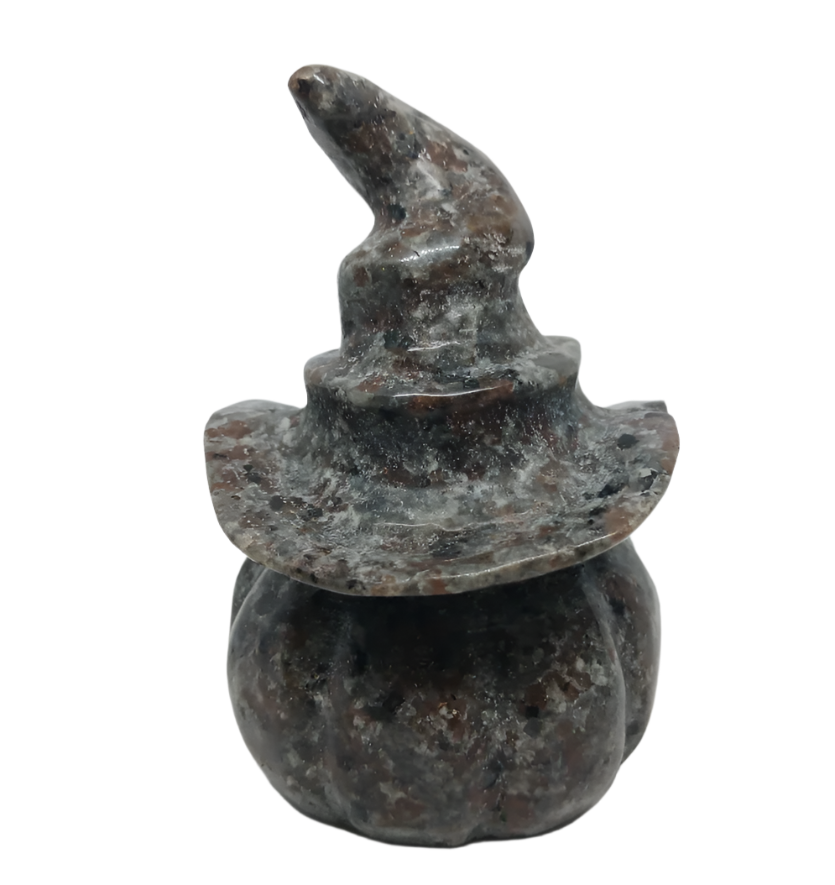 Yooperlite Crystal Pumpkin with Witch Hat