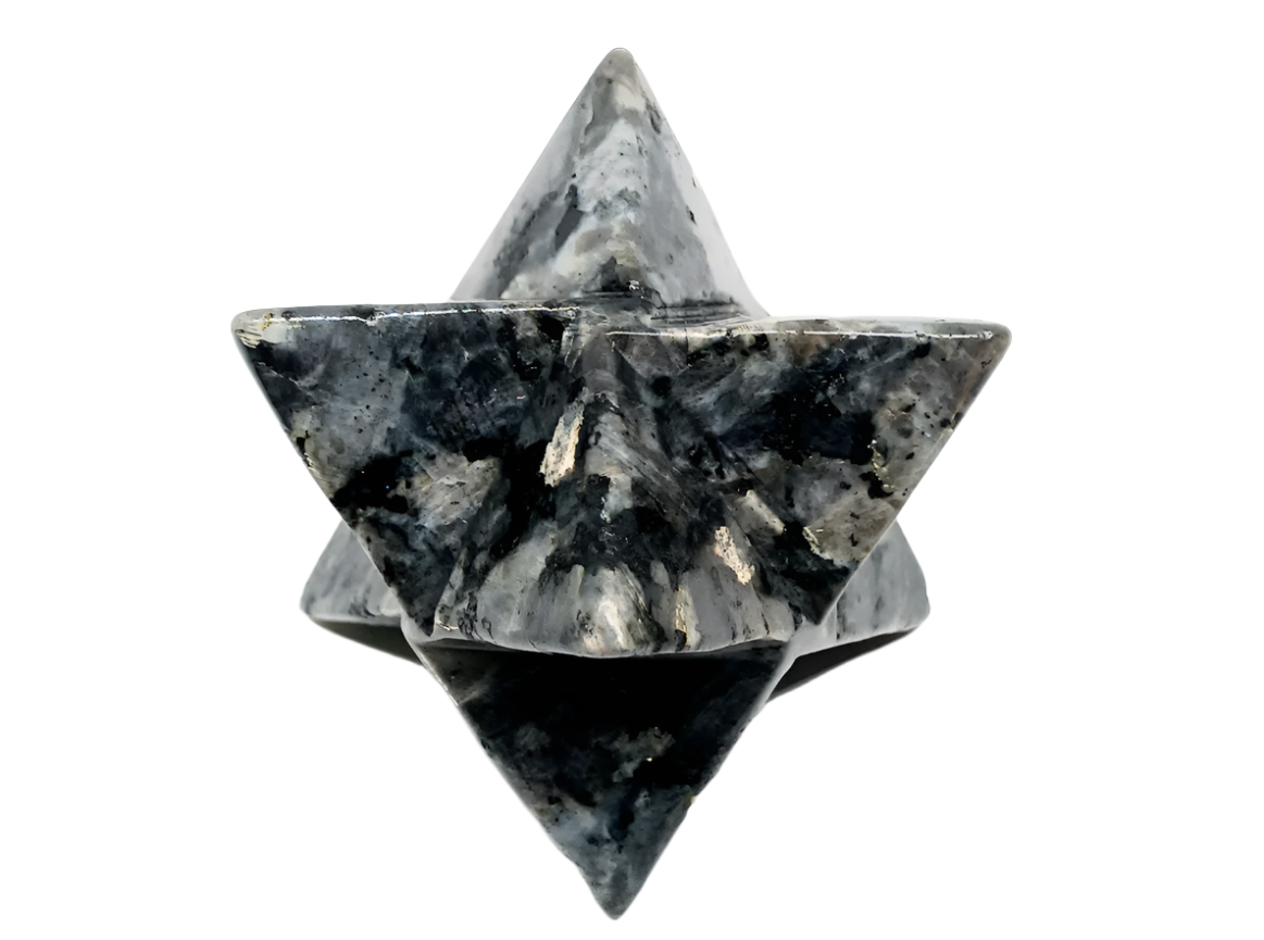Larvikite Crystal Merkaba Star Carving