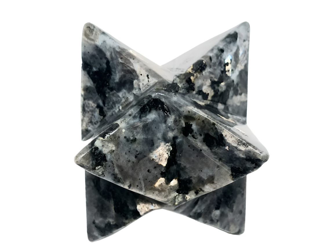 Larvikite Crystal Merkaba Star Carving