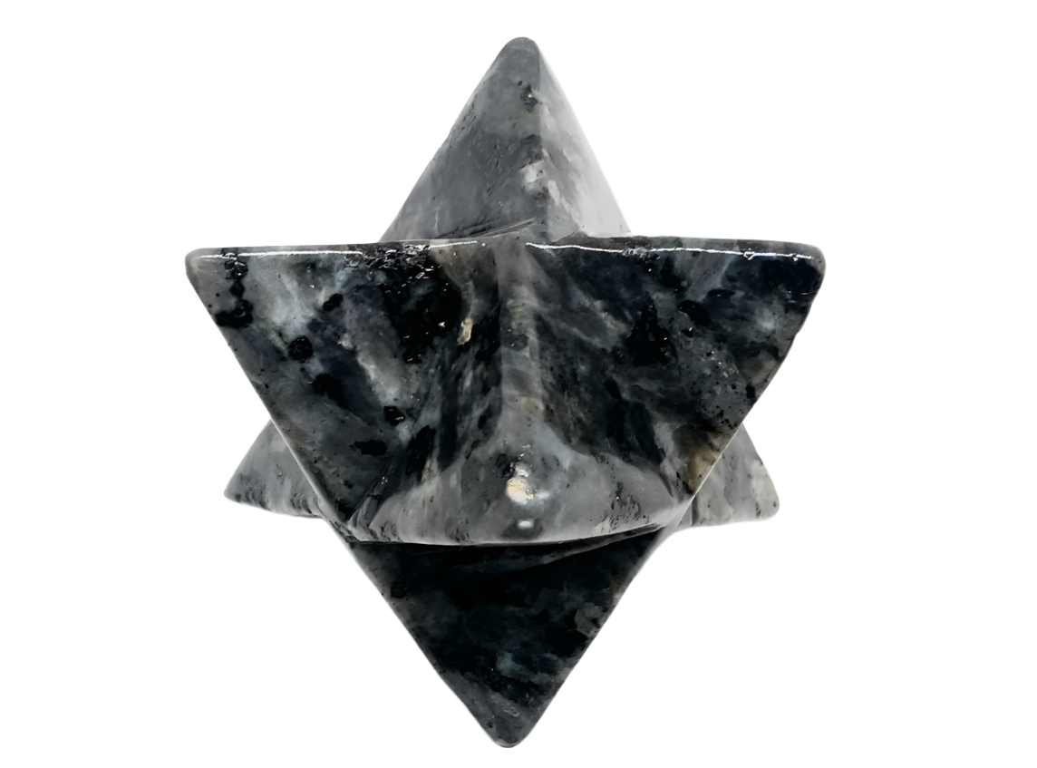 Larvikite Crystal Merkaba Star Carving
