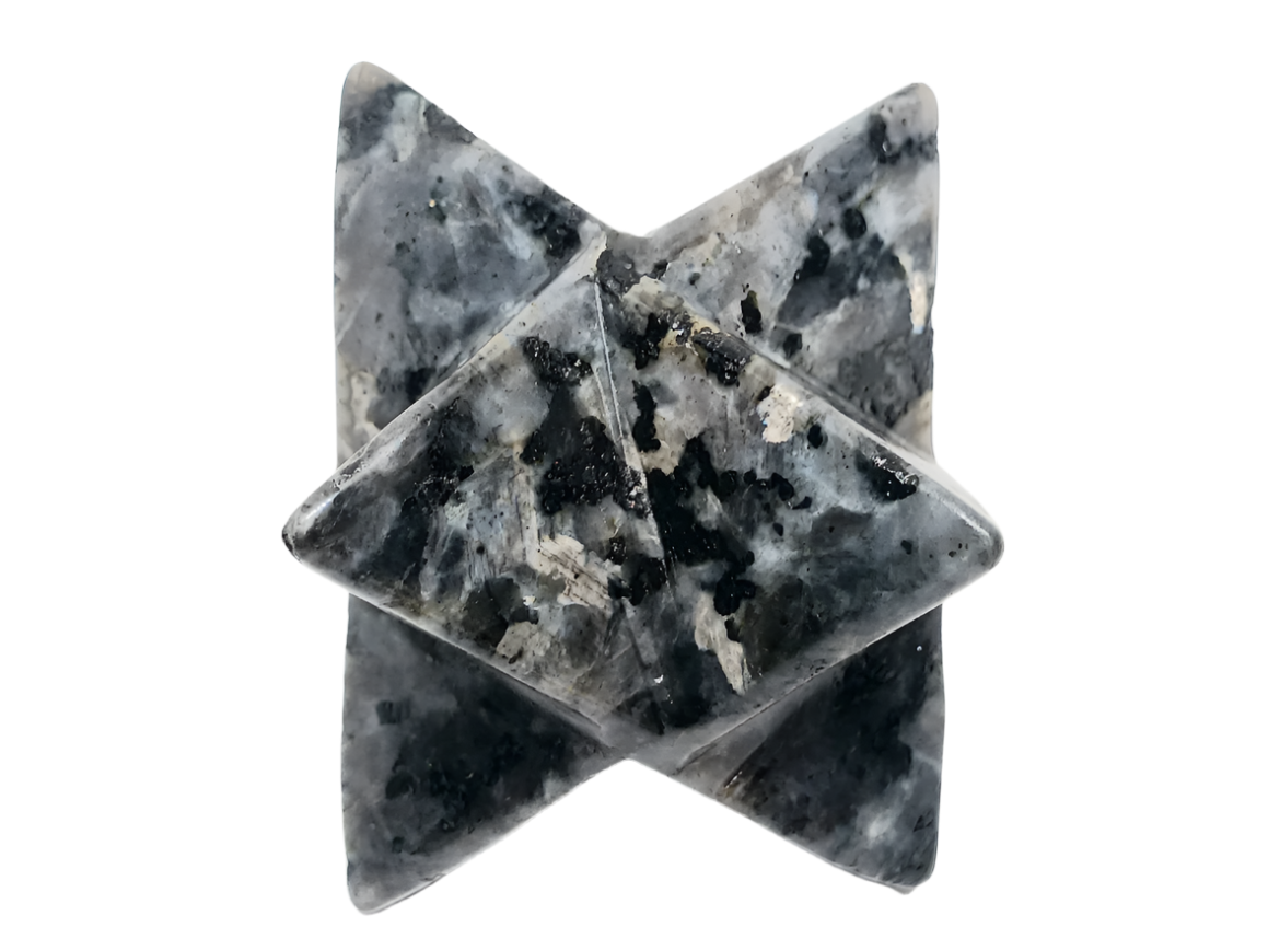 Larvikite Crystal Merkaba Star Carving