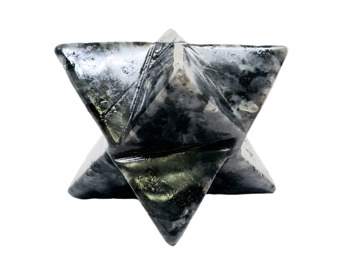 Larvikite Crystal Merkaba Star Carving