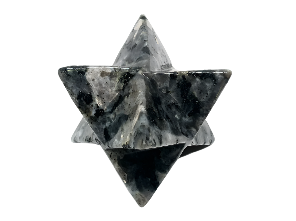 Larvikite Crystal Merkaba Star Carving