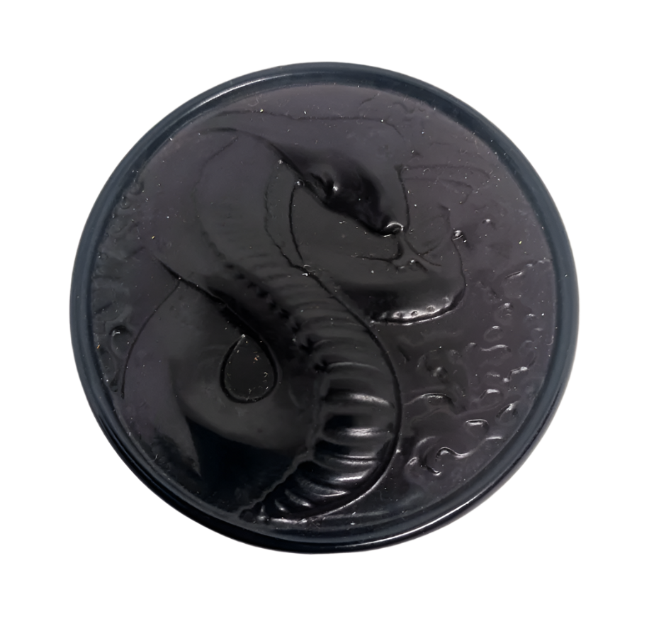 Ice Obsidian Crystal Snake Medallion Carving