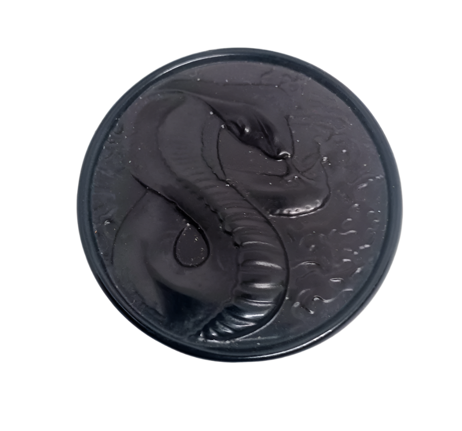 Ice Obsidian Crystal Snake Medallion Carving