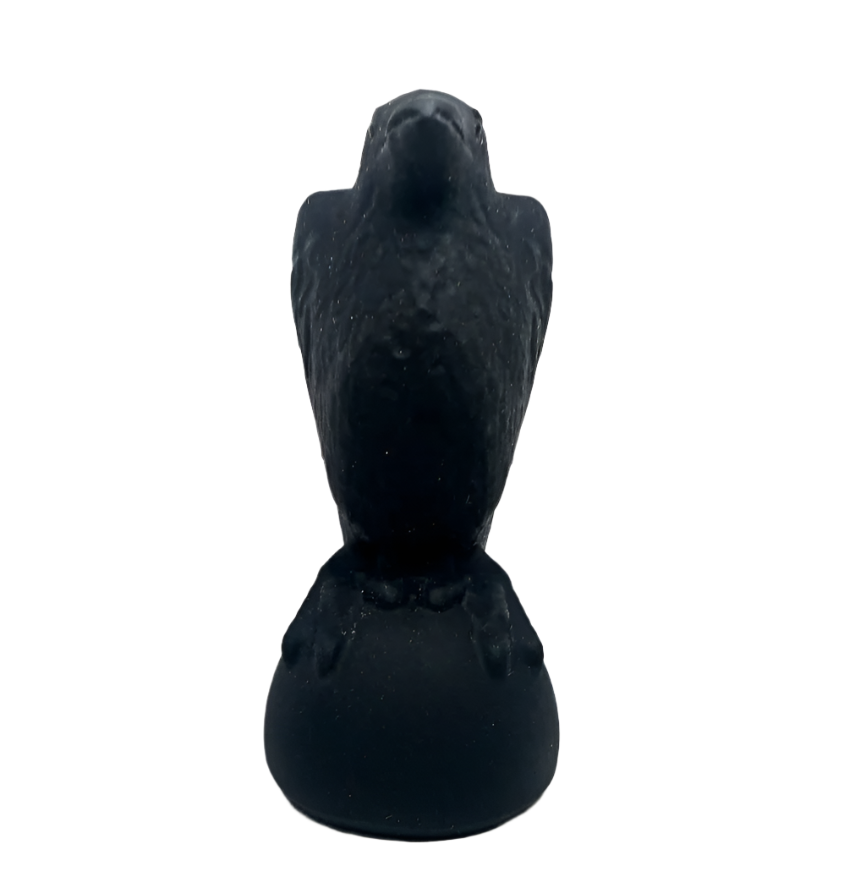 Black Obsidian Crystal Raven Carving