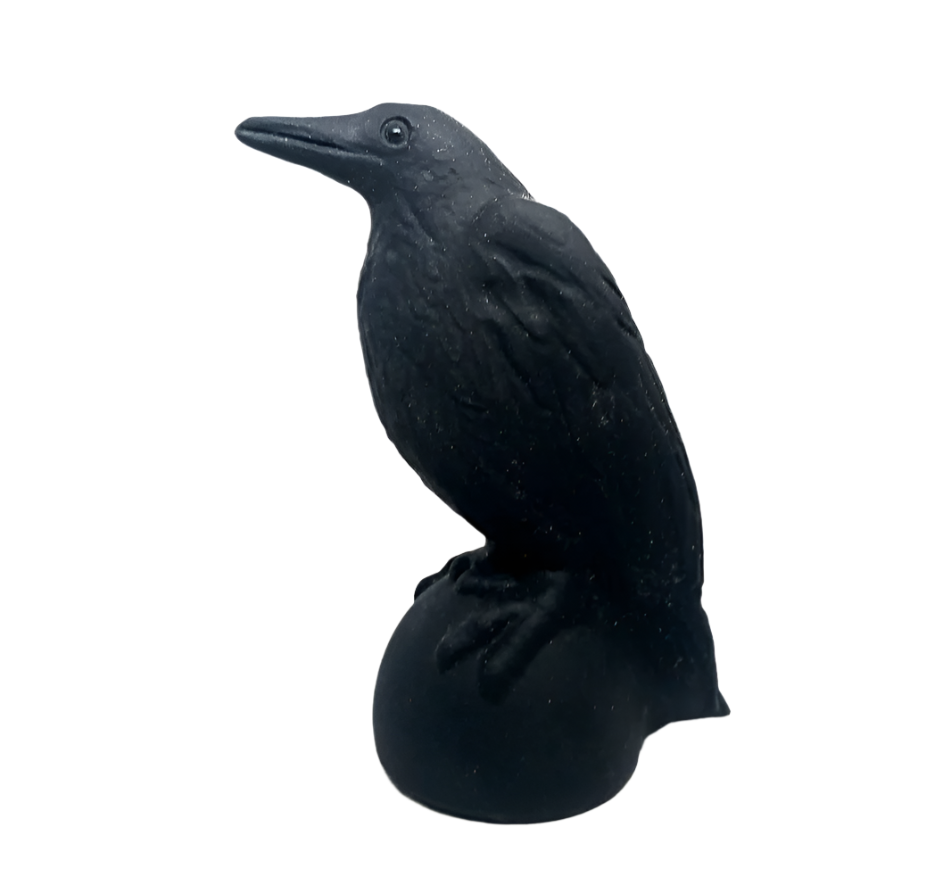 Black Obsidian Crystal Raven Carving