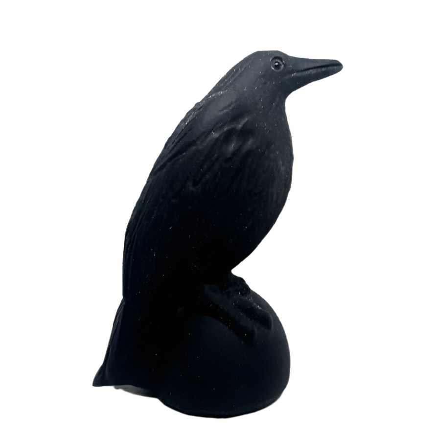 Black Obsidian Crystal Raven Carving