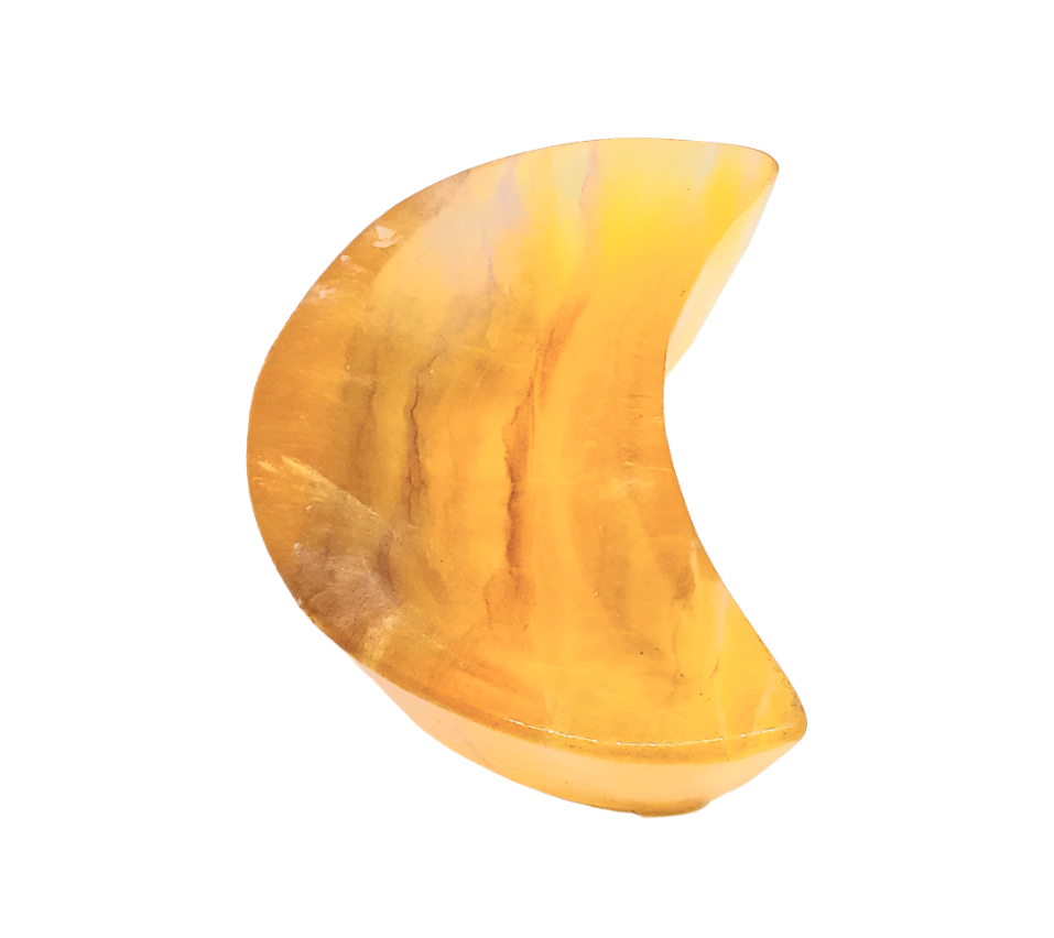 Yellow Fluorite Crystal Moon Bowl