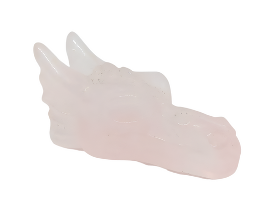Rose Quartz Crystal Dragon Head Carving