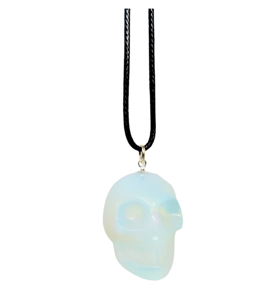 Opalite Crystal Skull Pendant Necklace