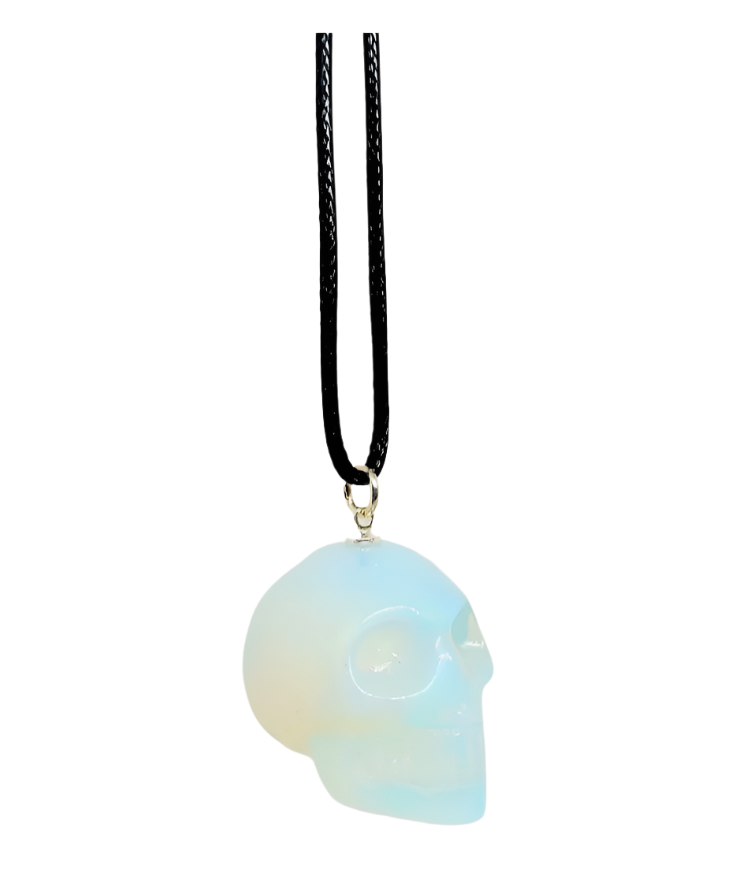 Opalite Crystal Skull Pendant Necklace