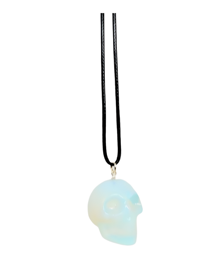 Opalite Crystal Skull Pendant Necklace