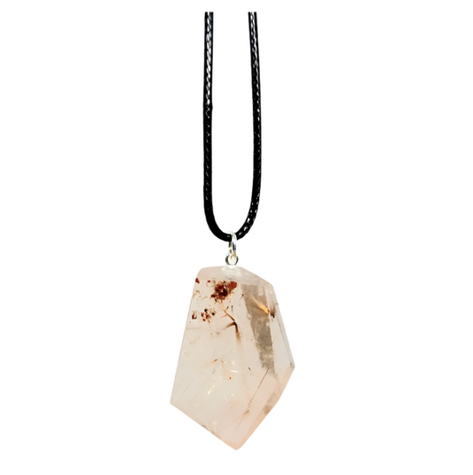 Golden Rutile Quartz Crystal Pendant Necklace