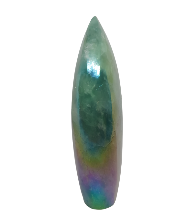 522G Aura Fluorite Crystal Teardrop Point