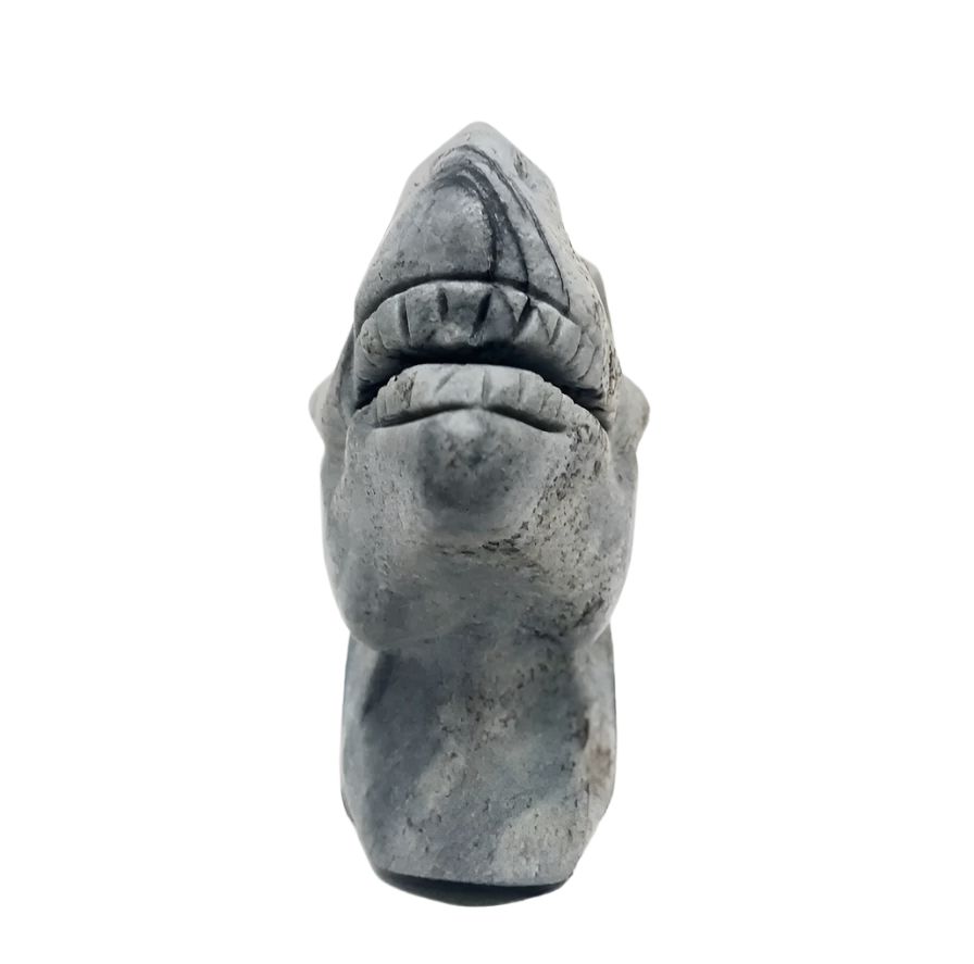 176G Silver Mist Gray Jasper Crystal Dinosaur Head