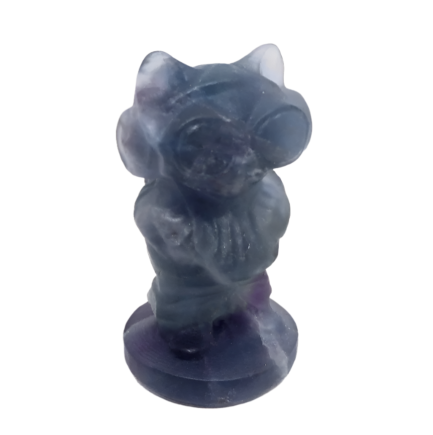 Fluorite Crystal Cool Cat Carving