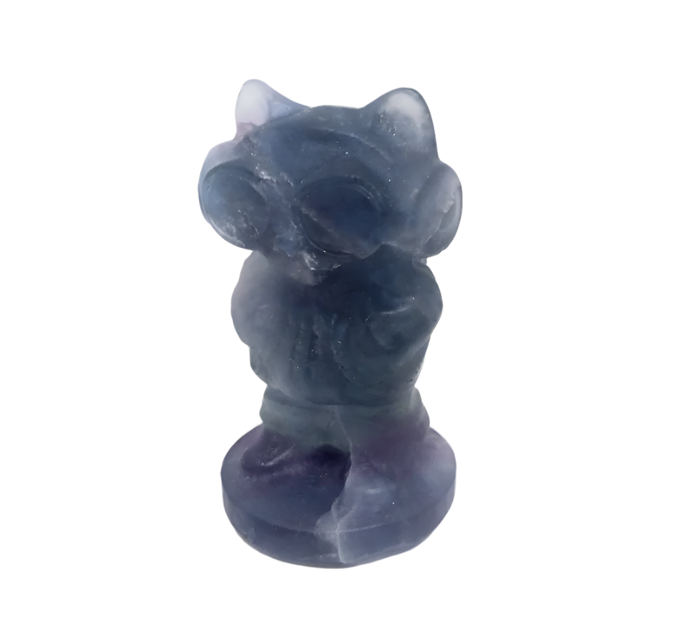 Fluorite Crystal Cool Cat Carving
