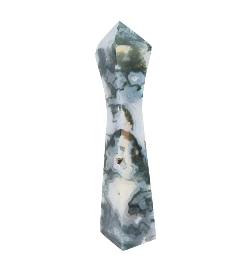 107G Moss Agate Crystal Tower