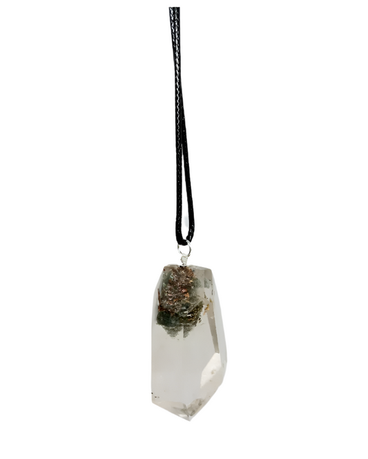 Garden Quartz Crystal Point Pendant Necklace