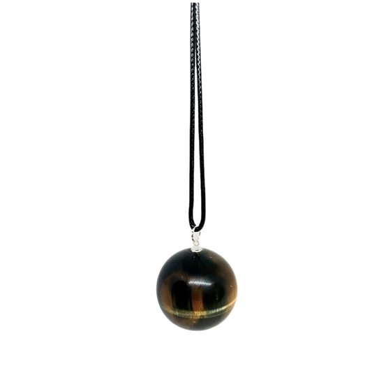 Tiger's Eye Crystal Sphere Pendant Necklace