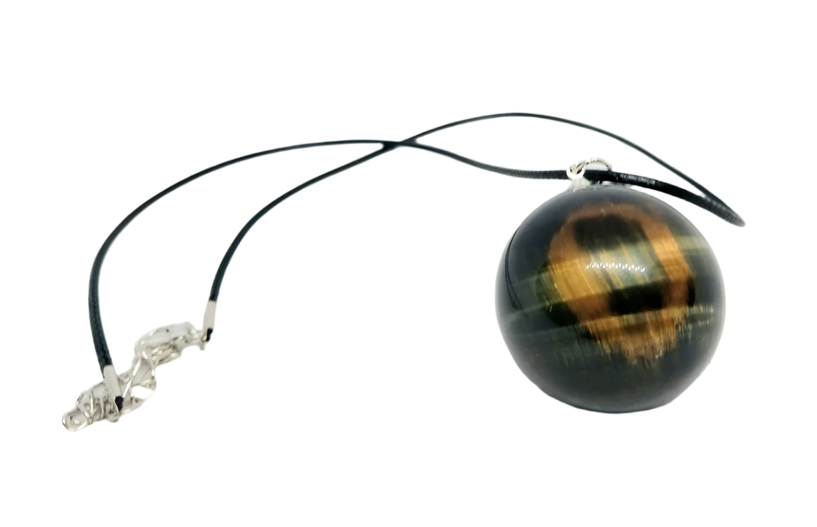 Tiger's Eye Crystal Sphere Pendant Necklace