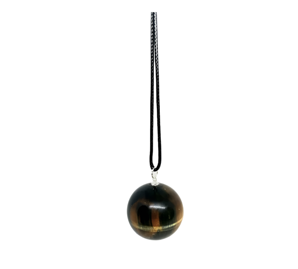 Tiger's Eye Crystal Sphere Pendant Necklace