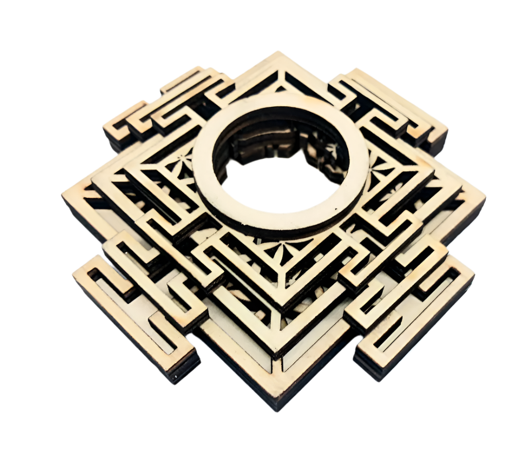 Wooden Ziggurat Sphere Holder