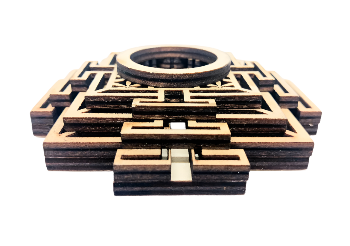 Wooden Ziggurat Sphere Holder