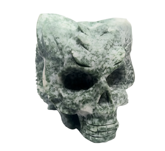 615G Tree Agate Crystal Horned Skull