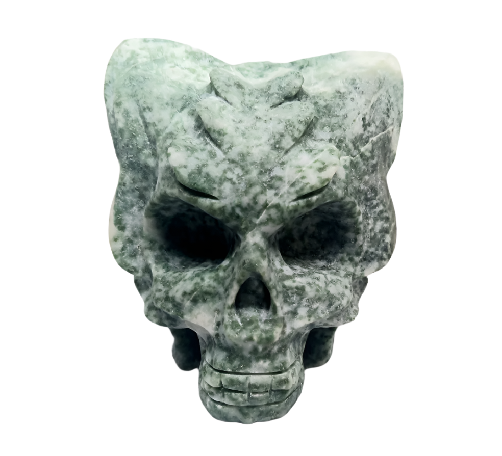 615G Tree Agate Crystal Horned Skull