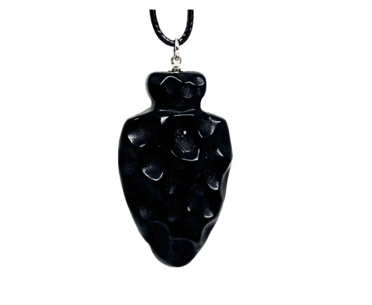 Obsidian Crystal  Fleinn Arrowhead Pendant Necklace