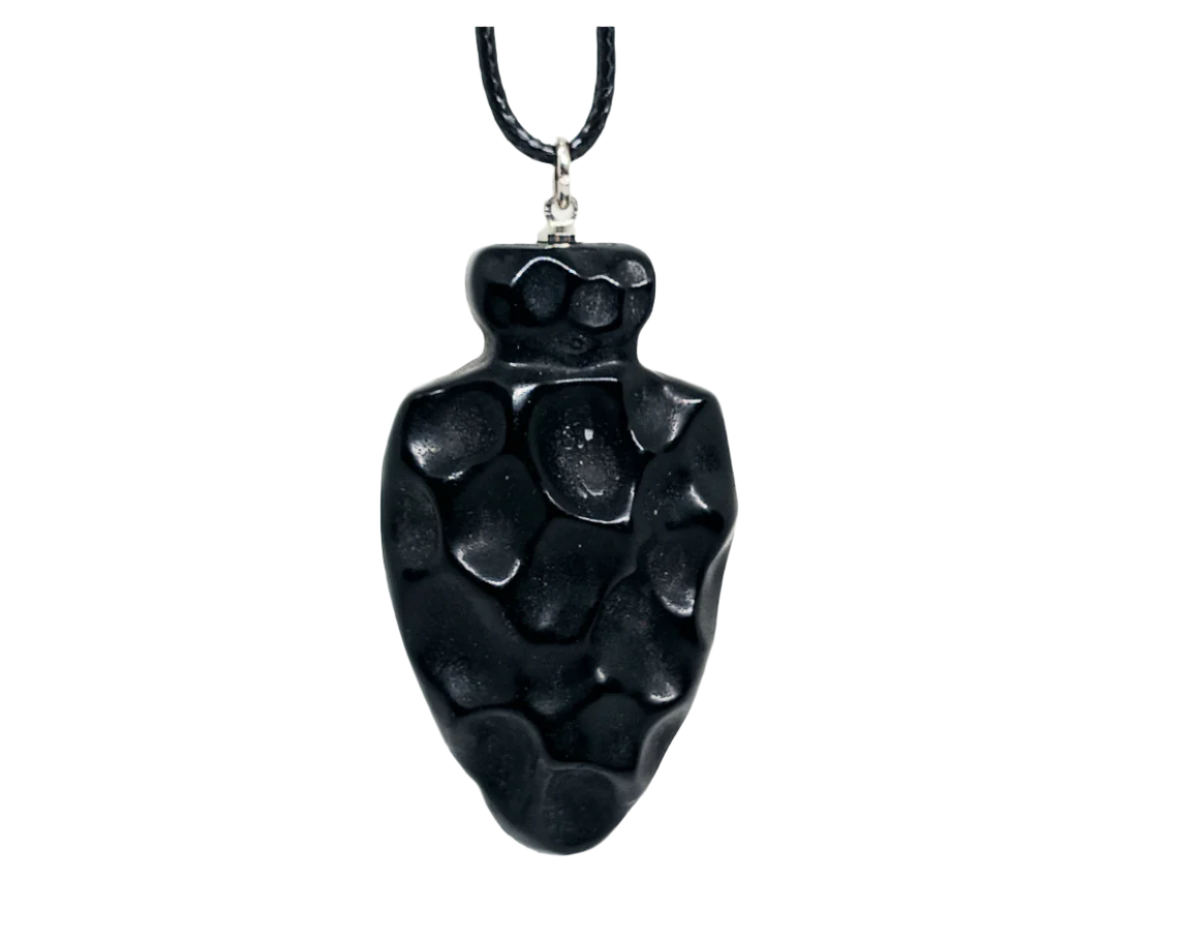 Obsidian Crystal  Fleinn Arrowhead Pendant Necklace