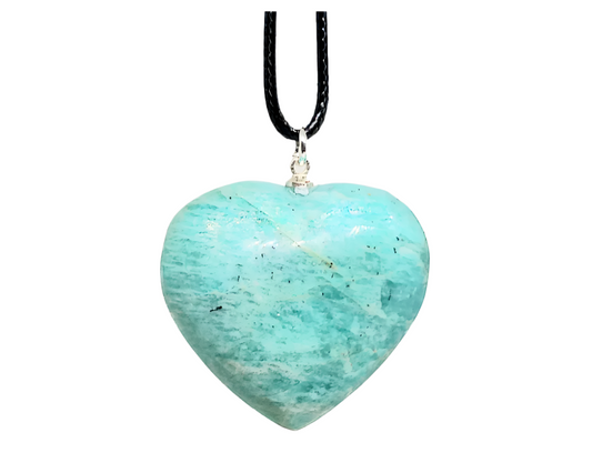 Amazonite Crystal Heart Pendant Necklace