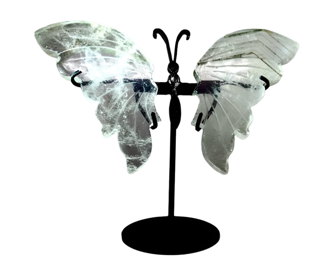 Quartz Crystal Butterfly Wings with Garden Quartz Inclusions