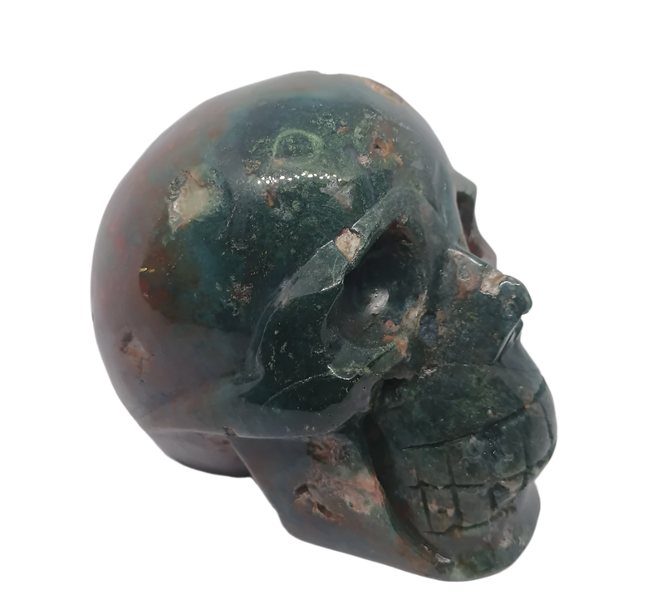 2.7lbs Red Moss Agate Crystal Skull