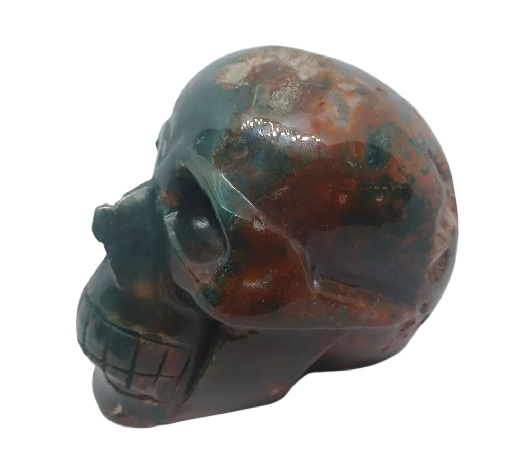 2.7lbs Red Moss Agate Crystal Skull