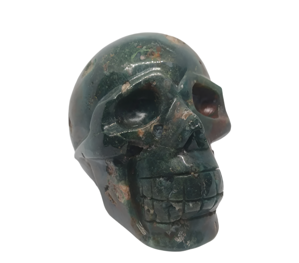 2.7lbs Red Moss Agate Crystal Skull