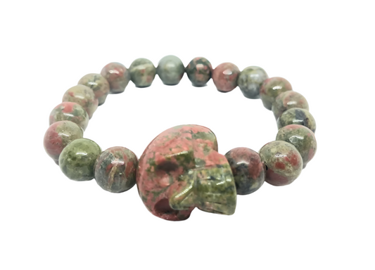 Unakite Skull Crystal Bracelet