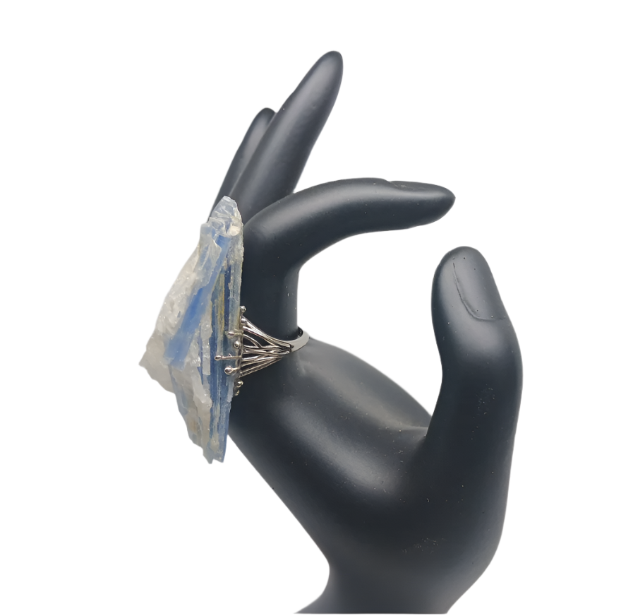 Raw Kyanite Crystal 925 Silver Adjustable Ring