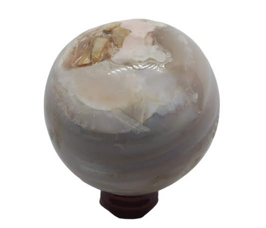 659G Cherry Flower Agate Crystal Sphere